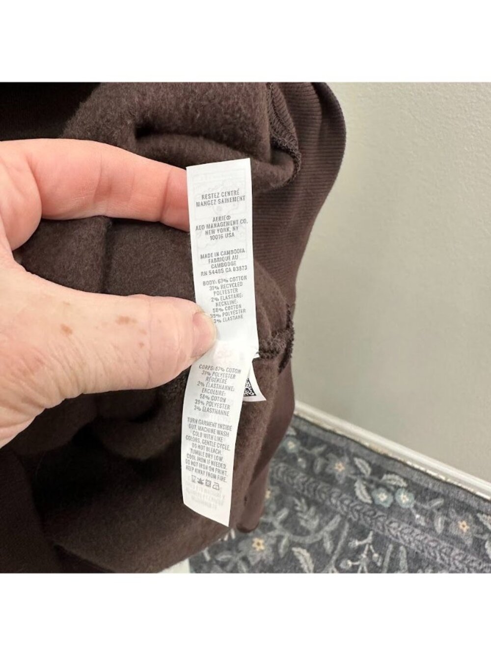Offline By Aerie Cloud Fleece Quarter Zip Sweatshirt Deep Earth Womens Small NEW - Picture 3 of 6